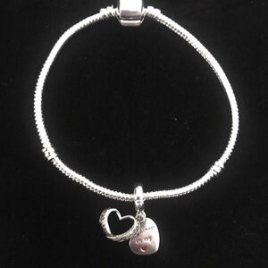 Sterling Silver Heart Charm Bracelet